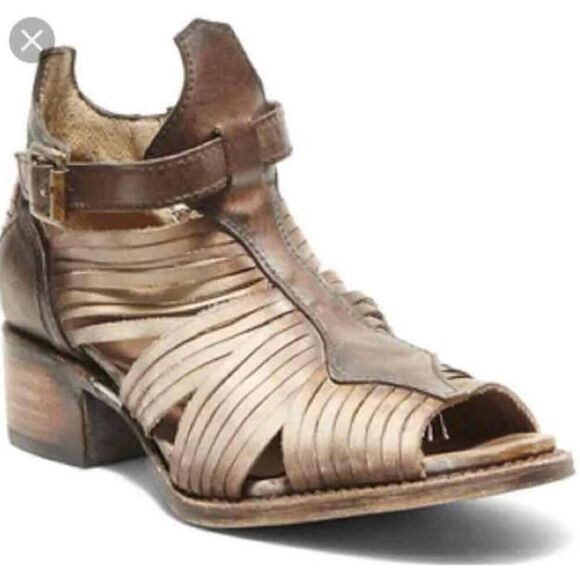 Freebird by Steven Arrow Open Toe Stone Brown Bootie Sandals sz shoes sz 7 - Picture 1 of 6